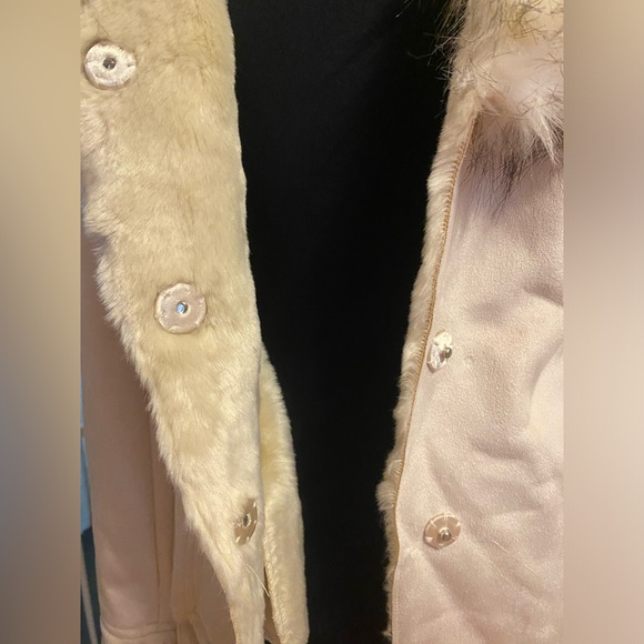 UPCOUNTRY BY DU MONDE FAUX FUR FAUX SUEDE JACKET WOMEN'S SMALL W/ BELT, POCKETS - Picture 10 of 16